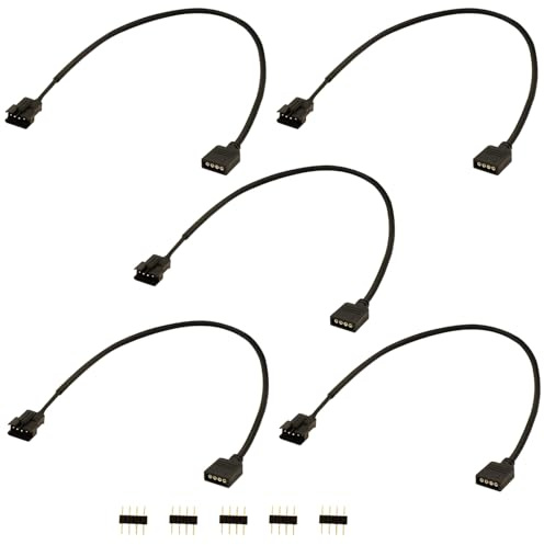 LANMINGLEL 4 Pin RGB Extension Cable 12V 4Pin Female to SM 4Pin Male RGB Extension Power Cable PC RGB Wires for Computer Fan Motherboard LED Strip (1 to 1)
