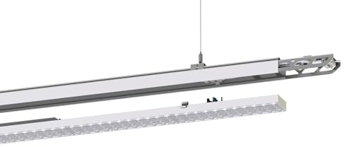 ENOVALITE LED Lichtbandsystem NOVA 4,5m 90° voll beleuchtet, 33-58W | dimmbar, modulares Schienensystem mit Abhängung, 5000K Neutralweiß, professionelle Hallenbeleuchtung