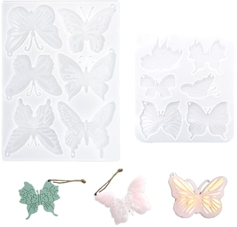 LIANCHEN 2 Pcs Schmetterling Silikonform silikonformen frühling Butterfly Epoxy Resin Mold 3d Schmetterling Gipsform für Schmuck Herstellung Schlüsselanhänger Decor Handwerk (transparente 1)