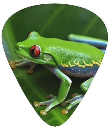 Animal Frog Leaves Printed Custom Guitar Pick,12 Pieces Guitar Pick In A Box,The Pick Makes Guitar Sound Clear, Ukulele, Electric Guitar, Acoustic Guitar, Bass (0.46 0.71 0.96mm)