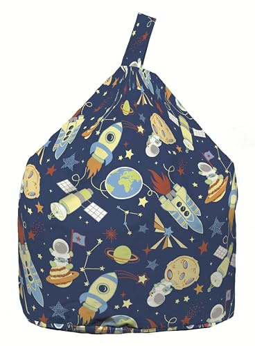 BeanLazy ® 100% Cotton Child Size Navy Space Explorer Planets and Moon Bean Bag With Filling