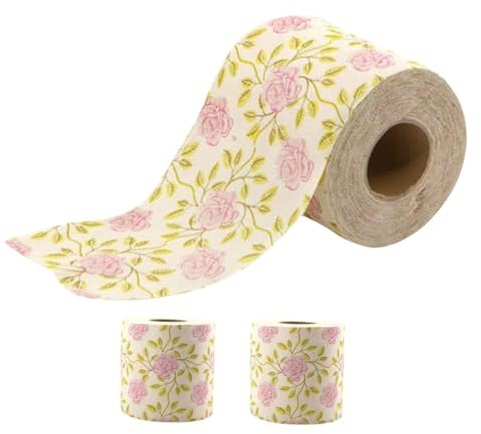 Alipis Bambus Toilettenpapierrollen 3 Stück mit Rosenmuster Farbig Hautfreundlich Langlebig Dekoratives Klopapier für Badezimmer und Hausgebrauch