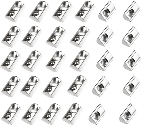 Bamyli 30 Stück Solar Nutensteine M8 mit Zentrierung Kugel Gewinde Nut 8, 40 Serie T Nutensteine mit Federkugel Kohlenstoffstahl Nutenstein M8 Aluprofil 40x40 für Aluminiumprofil Extrusionsschlitz