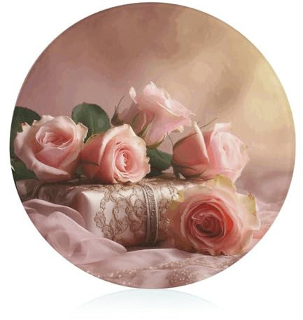 Pfirsichblumenstrauß-Schneidebrett für Küche, rundes Muster, Schneideblock aus gehärtetem Glas, rutschfestes Glasschneidebrett, personalisierte Schneidematten für Zuhause