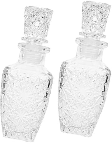 Homoyoyo Elegant Whiskey Decanter Set - 2 x 250ml Glass Decanters with Stopper for Red Wine - Tequila Brandy and Vodka Connoisseurs and Special Occasions