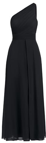 APART Fashion Damen One-Shoulder Abendkleid, Bodenlanges Chiffonkleid, gefütterter Oberteil, Seitenschlitz, trägerloses Partykleid, rückenfreies Festkleid, Elegantes Hochzeitsgastkleid
