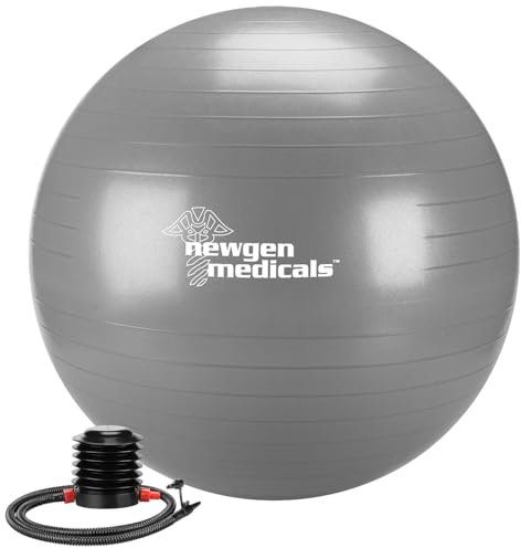 newgen medicals Yogaball: Sitz- und Gymnastikball, auch für Yoga, Anti-Platzen, 75 cm, grau (Fitnessbälle für Yoga und Pilates, Sitzbälle für Büros und Zuhause, Sitzkissen)