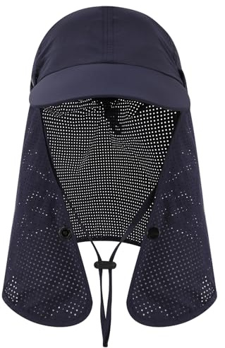 TAGVO Gorra de béisbol de Secado Rápido para Hombre Mujer, Sombrero de Sol Protección UV con Solapa Desmontable para El Cuello, Gorras de Pescador de Plegable Ligero Transpirable para Exterior