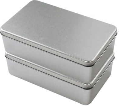 Homoyoyo Tinplate Candy Boxes 2pcs Silver Seamless Reusable Packing Boxes | Compact Portable Design, Strong Sealing Performance, Wear-resistant Finish, Birthday and Christmas Use