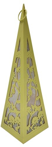 LED Laterne Pyramide mit Schmetterlingen & Blumen inklusive 6-Stunden Timer - Outdoor geeignet - LED-Lichterkette mit Dauerleuchten oder Funkeleffekt - Gartendeko für draußen (Hellgrün)