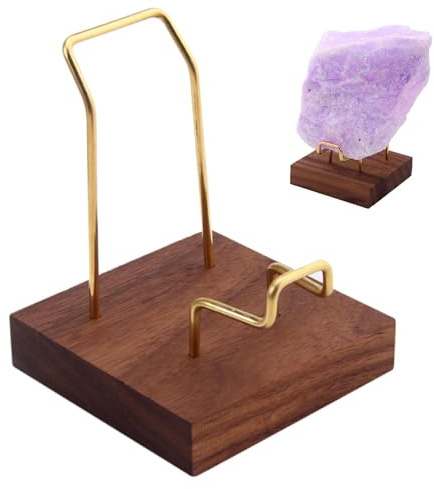 Generisch Präsentationsständer für Kristalle - Displayhalter aus Mineralglas,-Halter mit Holzsockel, klein, Fossil, Koralle, Gestein, Mineral der Display-Ständer selbst aus (nur der Halter wi