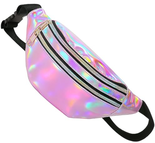 Bauchtasche Glitzer 80er Jahre, Bauchtasche Neon 90er Jahre, Reflektierender Hüfttasche, Glitzer Gürteltasche, Stylische Gürteltasche Wasserdicht, Bauchtasches für Sport, Outdoor-Reisen (Lila)