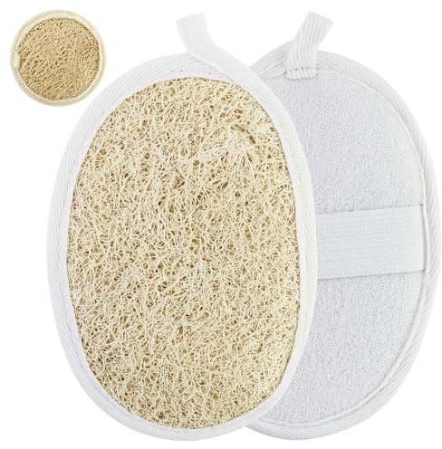 Lot de 3 éponges exfoliantes en luffa naturel Loofah - Pour le corps - Réutilisables - Pour le camping, le spa, la cuisine, la salle de bain