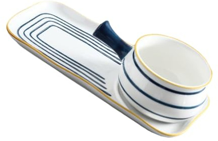 Warmhm Hand-Painted Milk Pan Bread Plate Ceramics Milk Heating Pan Noodle Soup Pot for Kitchen Use