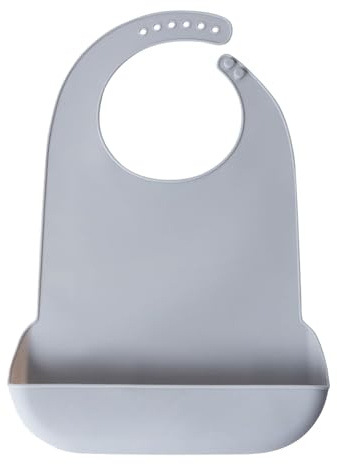 Nucelit Bavaglino in silicone per adulti di grandi dimensioni per anziani che mangiano cibo impermeabile panno per ruttare cibo regolabile a 6 livelli Copertura per pasti in silicone blu, grigio
