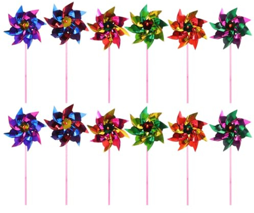 Parliky 100 Stück DIY Windrad Bunte Windmühlen Dekoration Leichte Papier Plastik Pinwheels für Party Blumenvasen Brautduschen Wetterfest Zufällige Farbe