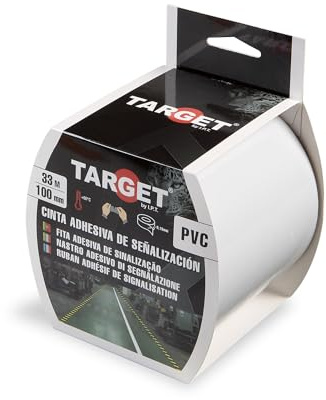 TARGET - Cinta de Señalización Adhesiva | Para Marcaje de Suelos y Objetos, Advertencia de Seguridad (BLANCO, 33 M x 100 mm)