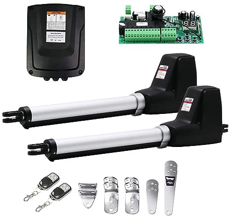 Heavy Duty Dual Wing Electric Swing Gate Opener Kit Auto Dual Gate Motor Complete Hardware Kit for Swing, Driveway, Fence Residential(KIT A)