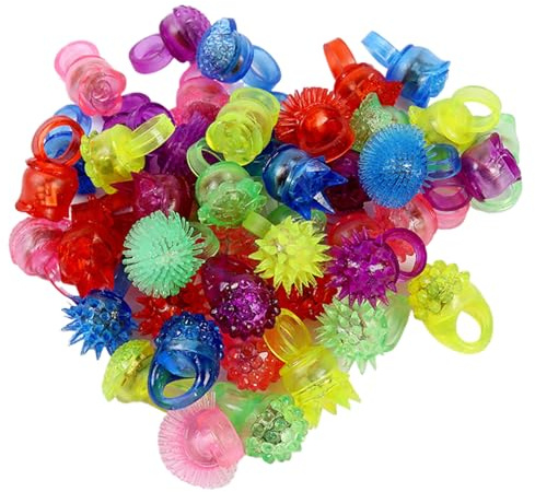 Jorzer Anneaux lumineux, 24 pièces, anneau flash amusant et sûr, qui brillent dans le, accrocheurs, nouveauté pour les carnavals, les fêtes d'anniversaire, les mariages, mélange de couleurs aléatoire