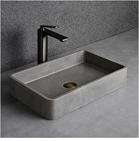 Fregaderos de Buques Fregadero de baño contenedor rectangular hormigón 19.7 x 12.8 encimera mate for tocador gabinete Fregadero del Baño(A)