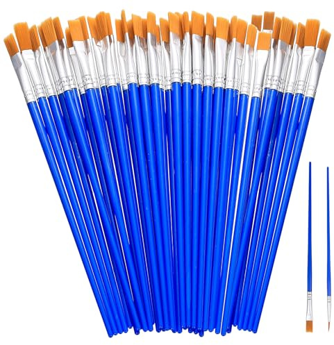 70-pack Litet Penselset för Akrylfärg, Akrylpenslar Set, Runda och Platta Penslar, Modellbygge Penslar för Konstmaterial och Målning, Paint Brush Set