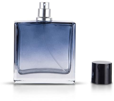 Bottiglia Profumo 100ml in Vetro con Vaporizzatore Spray, Flacone Ricaricabile Blu Sfumato Elegante per Fragranze, Oli Essenziali e Colonie, Design Raffinato per Casa e Viaggio