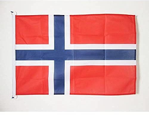 AZ FLAG Bootsflagge Norwegen 90x60 cm Mesh-Polyester Kunststoffringe | Für außen und Boote Norwegische Bootsflagge Norge wetterfest mit doppelten Nähten und verstärkten Kanten