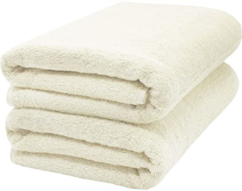 ZOLLNER 2er Set Saunatücher - weiche und saugstarke Handtücher - waschbar bis 95°C - Baumwolle -70x200 cm in beige