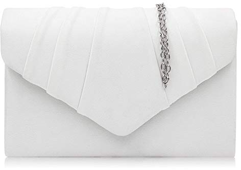 Milisente Clutch Damen, Elegante Samt Clutch Umschlag Crossbody Klassisch Clutch Tasche Abendtasche (Weiß)