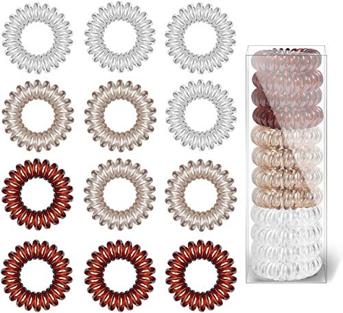 Spiral Hair Ties, 12 Pcs Plastic Hair Coil Bands