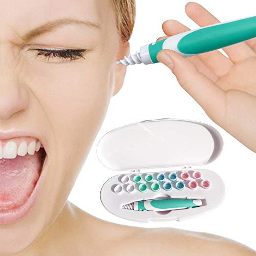 Smart Ear Cleaner Pulitore Per Orecchie D'Orecchie a Spirale Silicone Cura Delle Orecchie Rimozione Cerume Sicurezza Lgiene,con 16 Testine Morbido Lavabili in Gel di Silicio Freccia