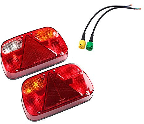 ETUKER Pilotos Anhänger-Set, 12 V, wasserdicht, universell, Rücklicht, mit 2 x 30 cm langem Stecker, 5 Kerndrähte, für LKW / Wohnmobil / Boot / Rücklicht (1 Paar)