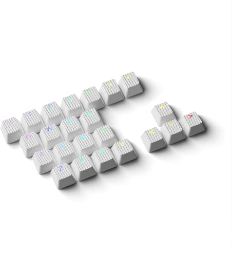 HK Gaming Rubber Keycaps | Anti-Slip Texture | Doubleshot Backlit Keycap Set | 23 OEM Profile Keys | For Mechanical Keyboard | Compatible with Cherry MX, Gateron, Kailh | White