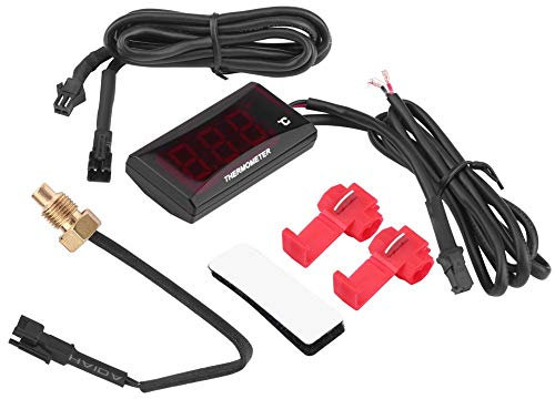 Riloer Thermomètre numérique pour moto, instrument de mesure de la température de l'eau, lumière bleue/rouge