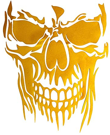 Herbests 1 Stück Totenkopf Selbstklebend Autoaufkleber,Skelett Aufkleber Motorhaube Heckscheiben Fenster Tür Spiegel Schädel Sticker Fahrzeuge Decal Dekoration für Auto Motorrad Fahrrad Gelb