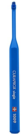 Curaprox CS 1009 Einzelzahnbürste, Blau, Swiss Design | Extrapflege Für Zahnspangen & Implantate, Präzise Reinigung Am Zahnfleischrand, Super Weiche Borsten