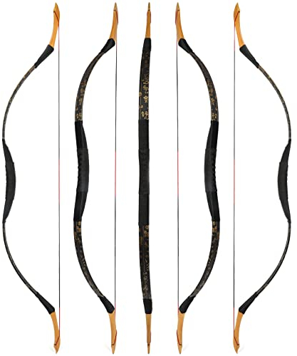 wolfman Traditionelles Bogen Recurvebogen Langbogen Sportbogen Bogenschießen Jagdbogen handgefertigter Holzbogen asiatischer mongolischer Bogen für Erwachsene Teenager Linke rechte Hand(K, 12Lbs)