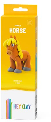 HEY CLAY Petit Set | Kit de Pâte à Modeler Créatif et Éducatif pour Enfants | 3 boîtes (Cheval)