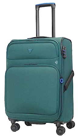 ABISTAB Weichschalenkoffer 4 Rollen dunkel grün Business M-68cm erweiterbar Koffer Reisekoffer mit Dehnfalte TSA Schloss Breeze II,