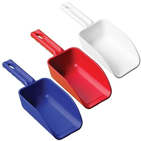 Remco - A Vikan Company 3 pk Color-Coded Plastic Hand Scoop - BPA-Free, Food-Safe Scooper, Commercial-Grade Utensils, Restaurant and Food Service Supplies, 16-Ounce Size, Red/White/Blue
