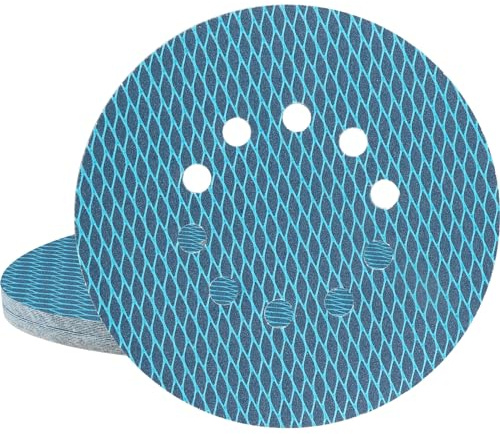 STEBRUAM 25 Stück Schleifpapier 225mm Klett 10 Loch mit Körnung 120 | 225mm Diamant Schleifpads High Density Beflockungs Rückseite für Trockenbauschleifer Exzenterschleifer Schleifgiraffe