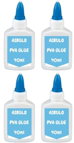 PVA Glue 4-Pack Set - Non-Toxic Crafting Adhesive for Kids - Washable and Solvent-Free - 40ml Bottles
