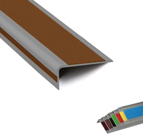 Treppenkantenprofil Vinyl Treppenkantenprofil PVC Selbstklebend Treppenkantenprofil Kunststoff Treppen-Kantenschutz Kantenschutz Selbstklebende Für Den Außen- Und Innenbereich ( Color : Brown , Size :