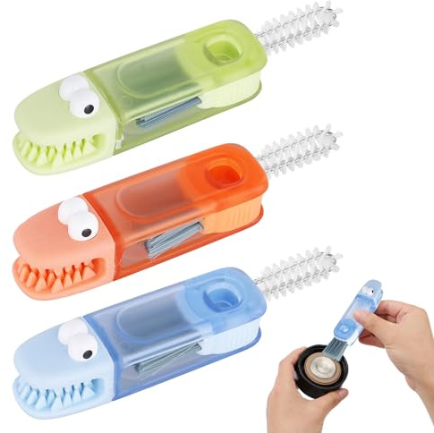 3pcs 4 in 1 Bottle Cleaning Brush Set, Multipurpose Cup Lid Gap Cleaner Brush Bottle Lid Crevice Cleaning Detail Brush Tools for Home Kitchen Water Bottle Tight Spaces (Mixed Colors)