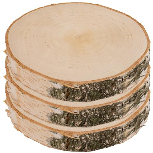 3 Stück Holzscheiben, Runde Holzplatte 17-20 cm Durchmesser, ca. 25 mm Dick, Kiefernholz, Polierte Baumscheiben für DIY, Basteln und Hochzeitsdeko, Natur Holz Log Scheiben