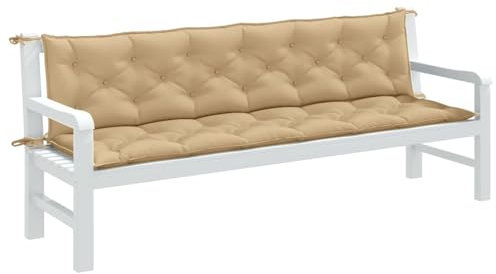 JUDYY Gartenbank-Auflagen 2 STK. Melange Beige 200x50x7 cm Stoff, Terrassenmöbel, Wetterfeste Bank, Outdoor Bank, Parkbank, Garten Banken, Deko Bank, Gartenmöbel - 4002633