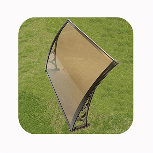 Tettoia per finestra del patio, tenda da sole per porta d'ingresso in policarbonato impiombato, copertura grondaia per ingressi esterni insonorizzata, protezione solare per pioggia e neve (Color : Br