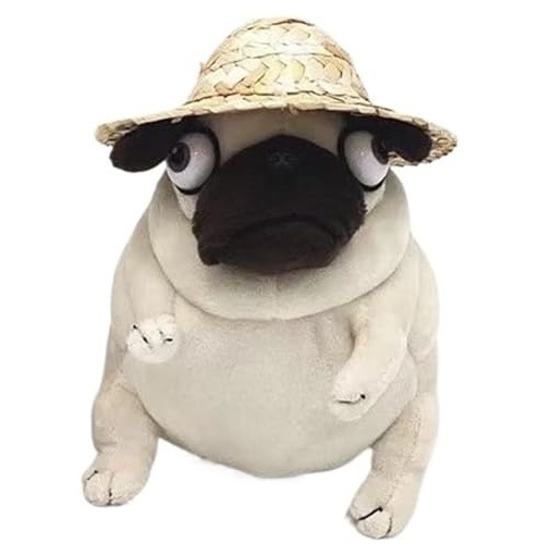 KUKUShining Süßes Mops Plüschtier Weiches Knuddeliges Stofftier für Kinder Hundefreunde und Einzigartiges Geschenk für Mops Liebhaber und Geburtstage(Pug(hat))