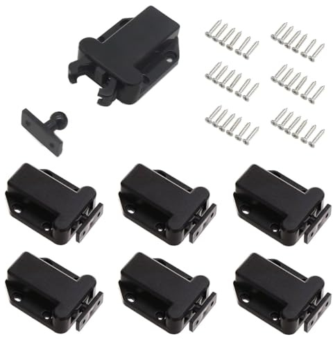 Hazrcvr 6 Stück Türriegel mit Touch-Entriegelung, Druckschnäpper Schnäpper mit Schrauben, Touch-Riegel für Schublade, Push Release Catch, Push to Open Türöffner für Schrank und Schublade
