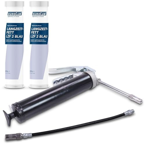ENVA MADE FOR QUALITY Ingrassatore a Una Mano 500 cm³ + Tubo Flessibile corazzato + 2X Grasso a Lunga Durata